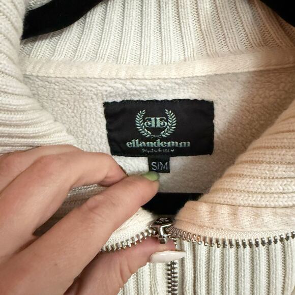 Ellandemm Royal Club Sweater Pullover Mens Size S/M Ivory 1/4 Zip - Picture 3 of 6